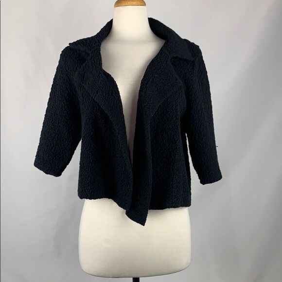 Eileen Fisher Black Textured Cropped Jacket - Picture 1 of 5